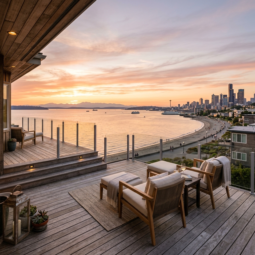 Alki Beach Sunset Panoramic View